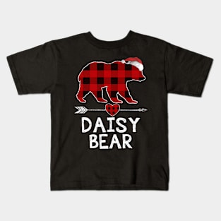 Red Plaid Daisy Bear Santa Arrow Shirt Matching Pajama Family Kids T-Shirt